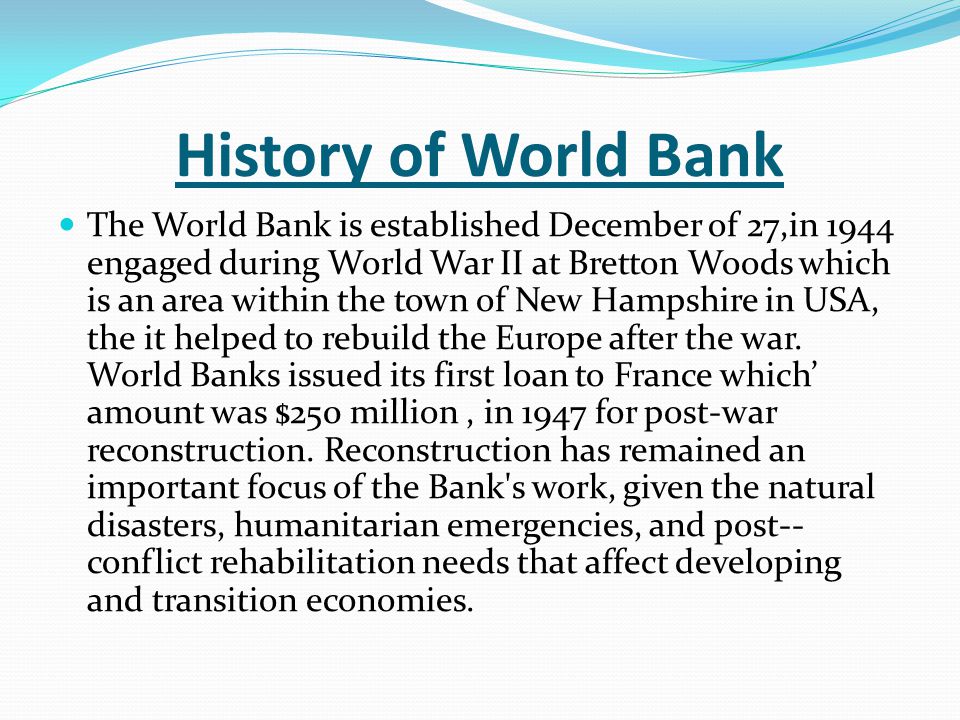 History of world bank
